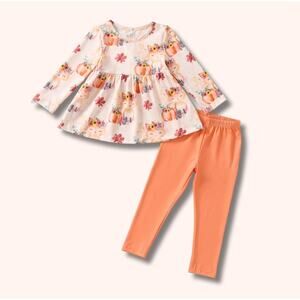 Pete + Lucy Girl's Fall Thanksgiving "Foxy Patch" Tunic & Legging Set 12-18M